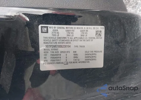 2013 GMC Sierra 1500 Slt z USA, uszkodzony, nr VIN 3GTP2WE78DG238164